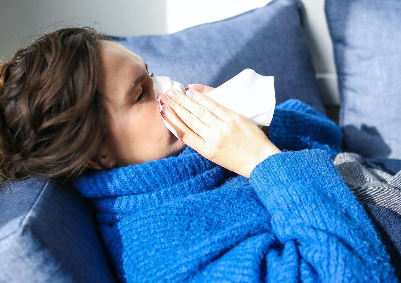 Immune health: woman with cold