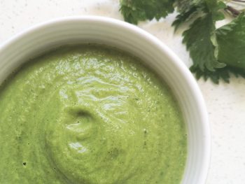 Bowl of cauliflower and nettle soup