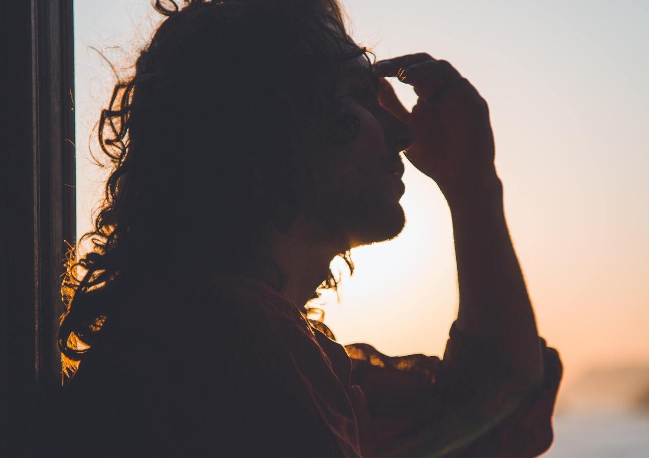 Man with migraine headache