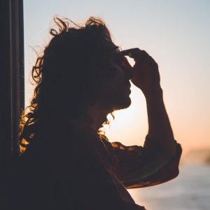 Man with migraine headache