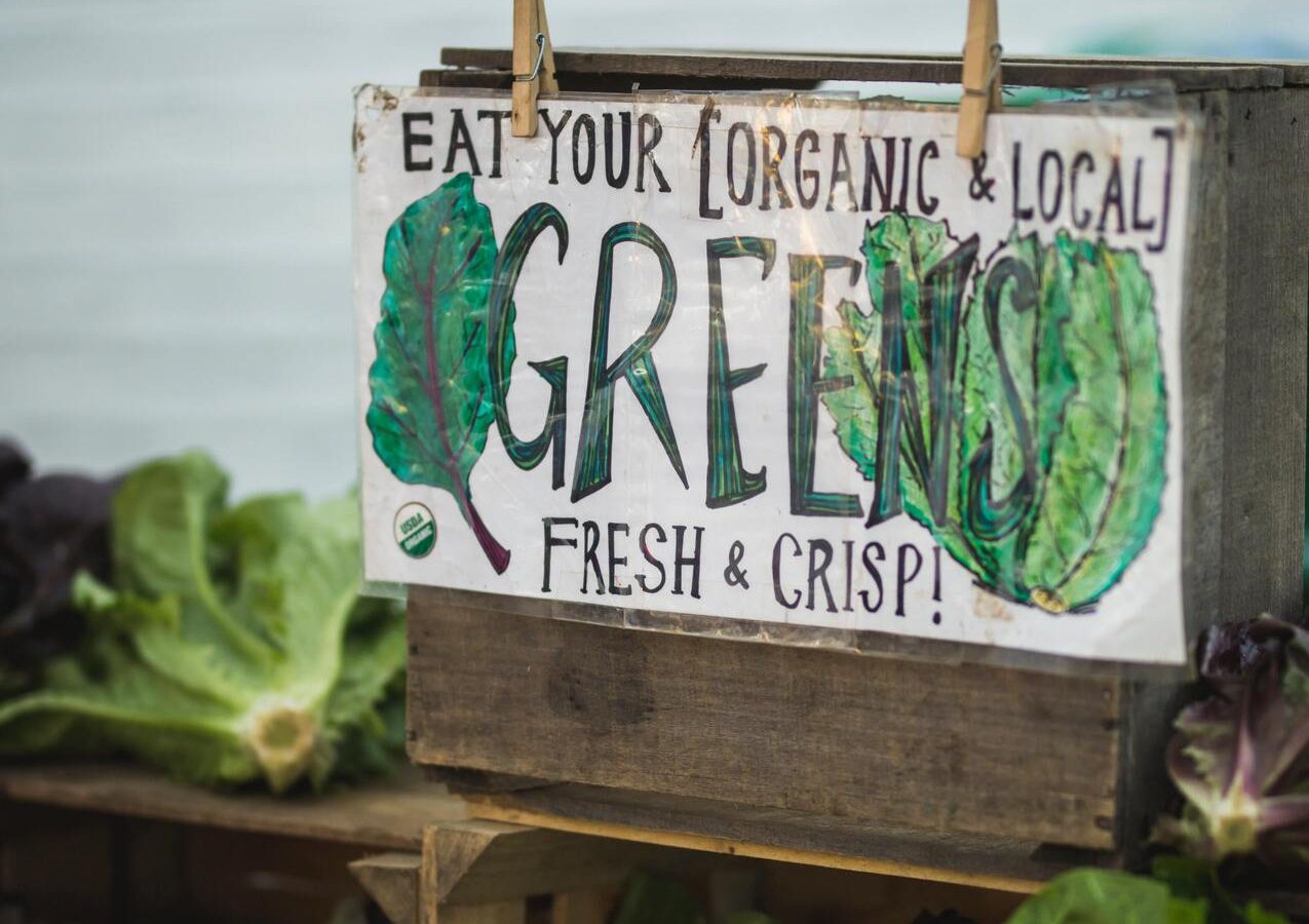 Organic salads at stall